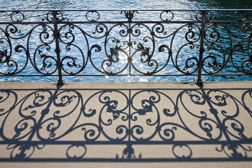 Old,Wrought,Iron,Railing,On,A,Walkway,In,Lucerne,(switzerland)